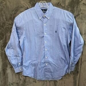Ralph Lauren Mens Button Down Dress Shirt Long Sleeve 100%‎ Cotton Stretch Lg